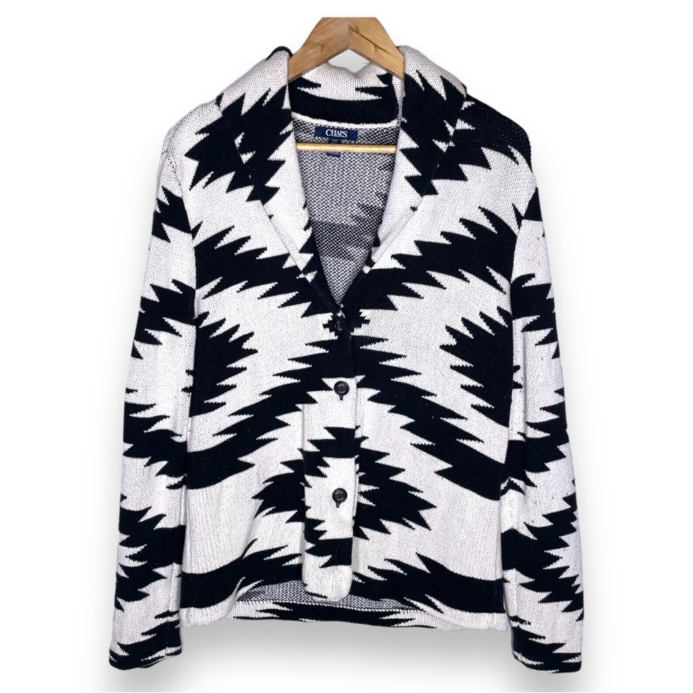 Chaps Aztec Slub Knit Cardigan Sweater Jacket Women’s Large